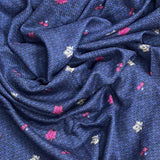3 Metres Printed Cashmere Effect Crepe Fabric- 45" Wide (Navy Florals)