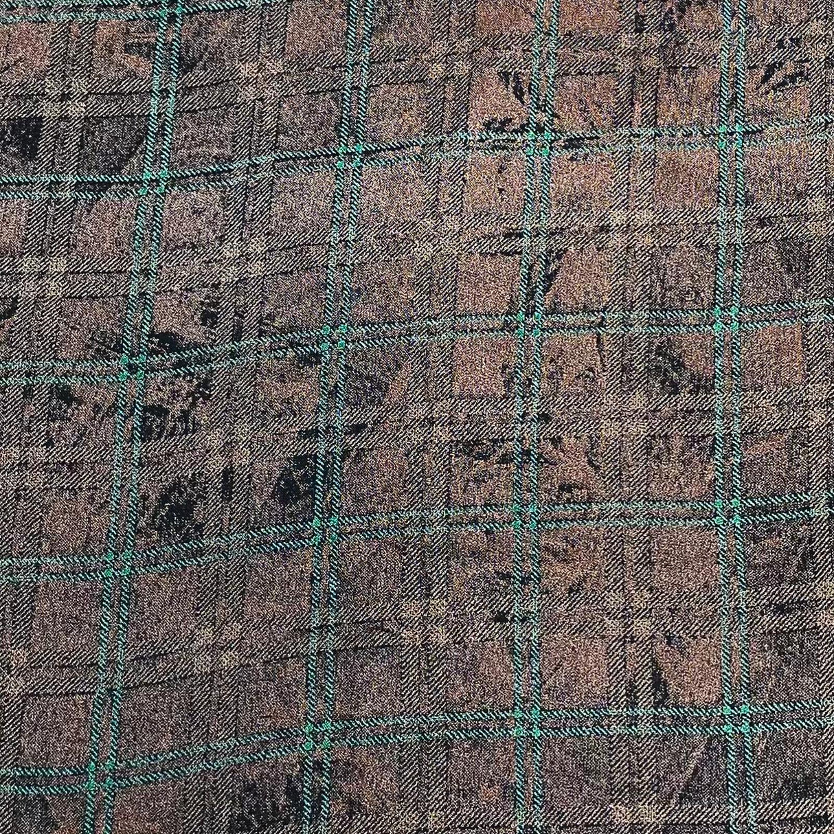 3 Metres Printed Cashmere Effect Crepe Fabric- 45" Wide (Squares)