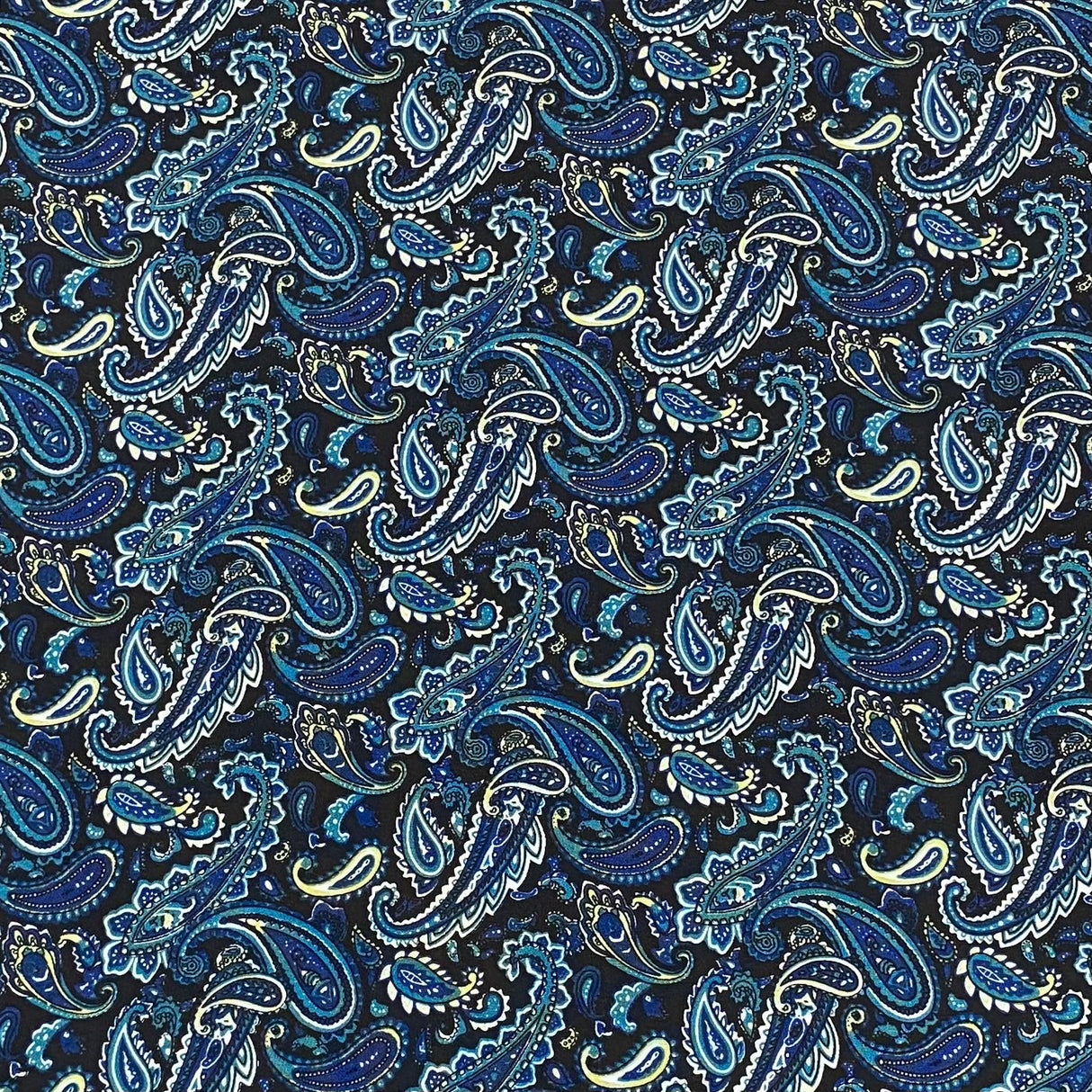 3 Metres, Premium Quality, Printed Dressmaking Viscose - 55" Wide (Black & Blue)