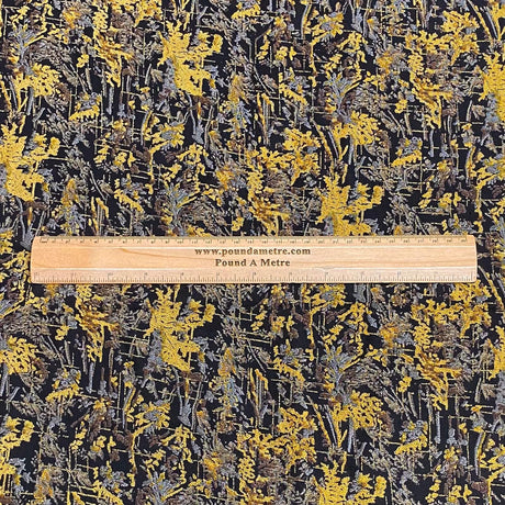 3 Metres Printed Cashmere Effect Crepe Fabric- 45" Wide (Yellow & Black)