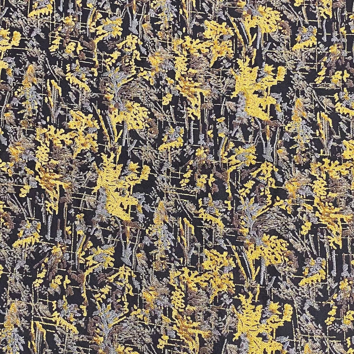 3 Metres Printed Cashmere Effect Crepe Fabric- 45" Wide (Yellow & Black)