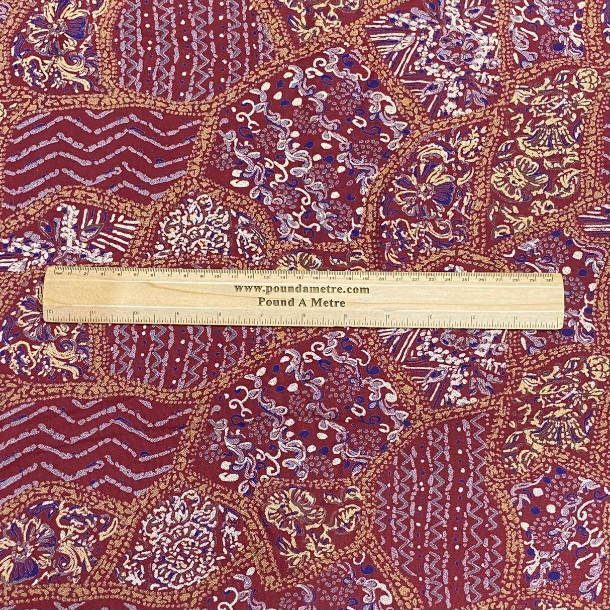 3 Metres Printed Cashmere Effect Crepe Fabric- 45" Wide (Maroon)
