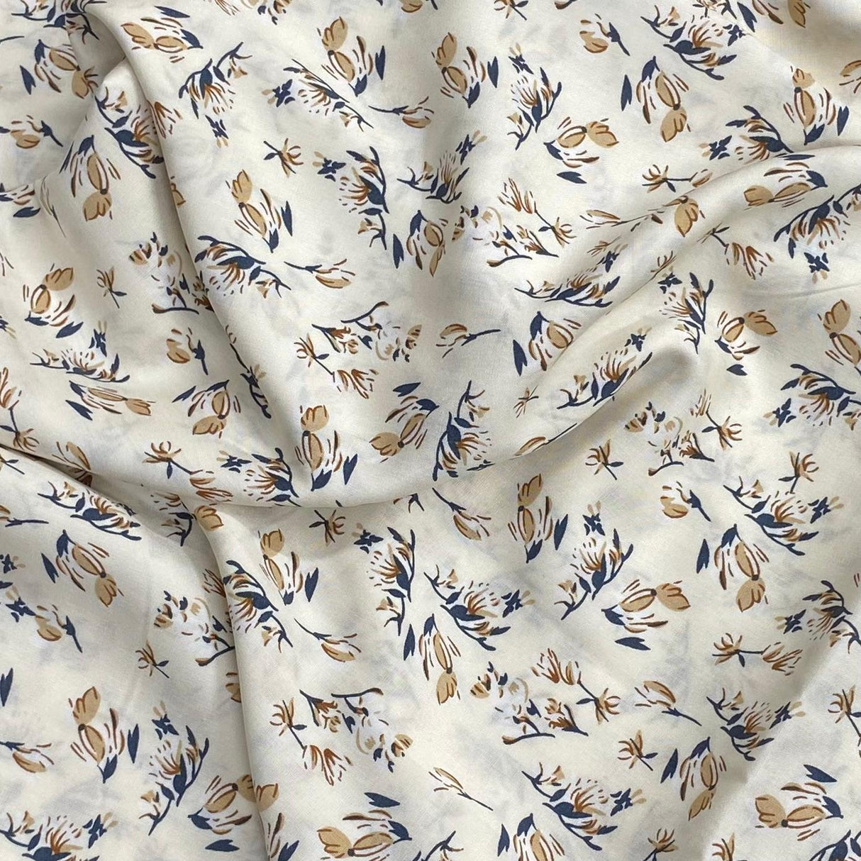 3 Metres, Premium Quality, Printed Dressmaking Viscose - 55" Wide (Cream)
