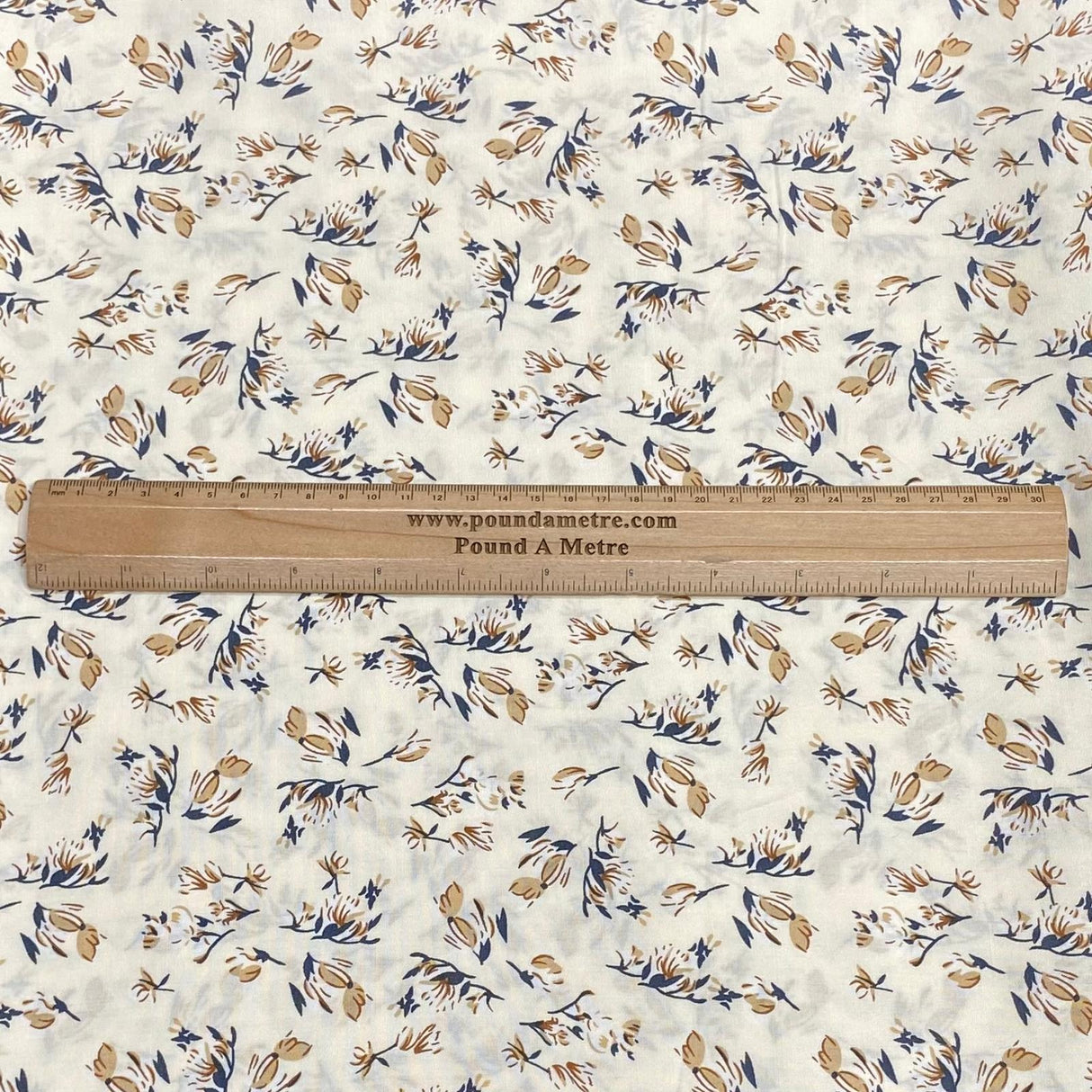 3 Metres, Premium Quality, Printed Dressmaking Viscose - 55" Wide (Cream)