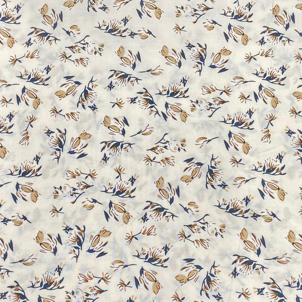 3 Metres, Premium Quality, Printed Dressmaking Viscose - 55" Wide (Cream)