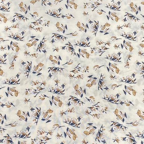 3 Metres, Premium Quality, Printed Dressmaking Viscose - 55" Wide (Cream)