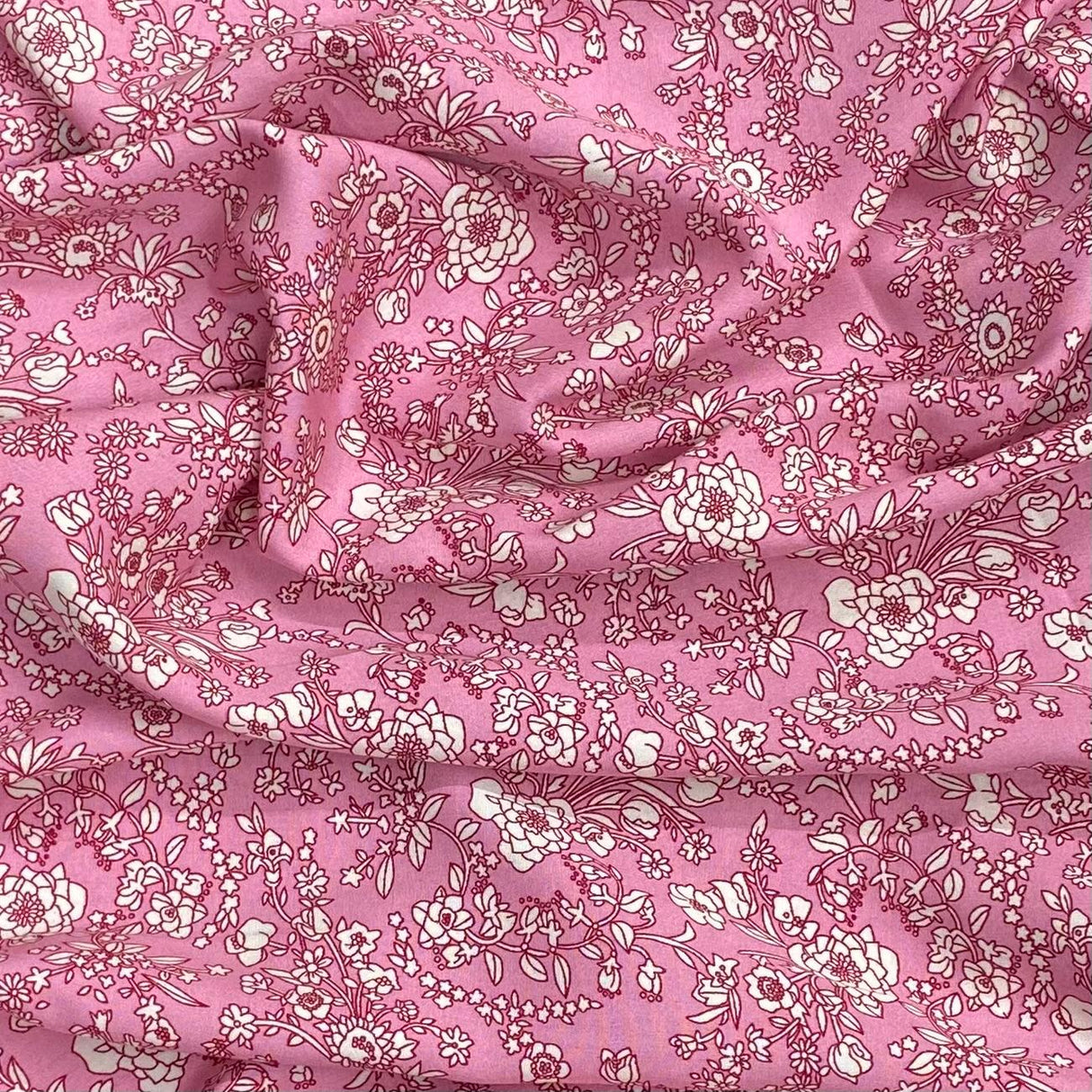 3 Metres, Premium Quality, Printed Dressmaking Viscose - 55" Wide (Pink)