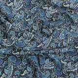 3 Metres, Premium Quality, Printed Dressmaking Viscose - 55" Wide (Black & Blue)