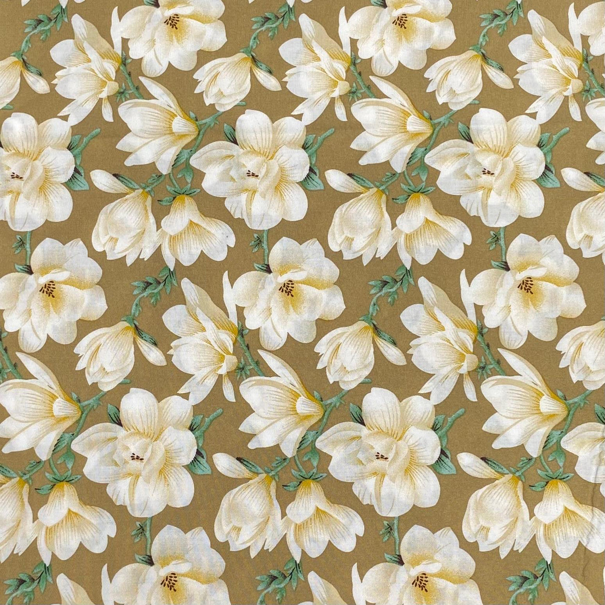 3 Metres, Premium Quality, Printed Dressmaking Viscose - 55" Wide (Brown Flowers)