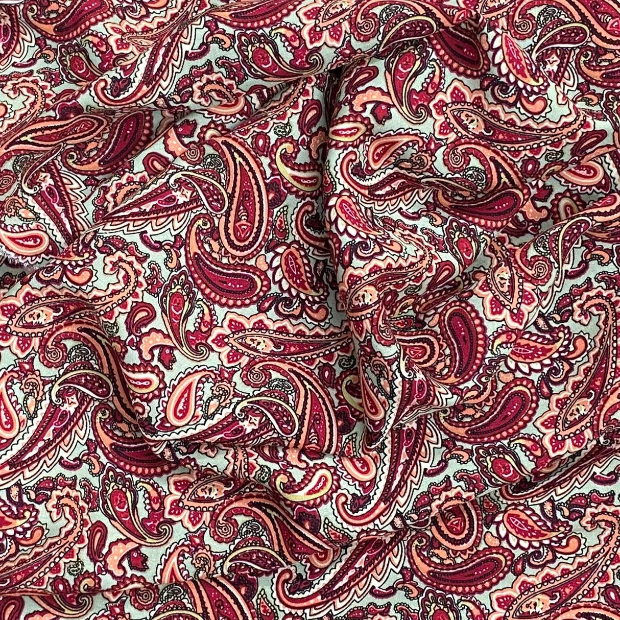 3 Metres, Premium Quality, Printed Dressmaking Viscose - 55" Wide (Maroon  Paisley)