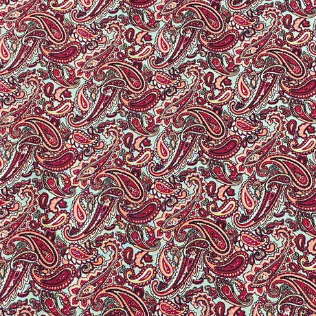 3 Metres, Premium Quality, Printed Dressmaking Viscose - 55" Wide (Maroon  Paisley)