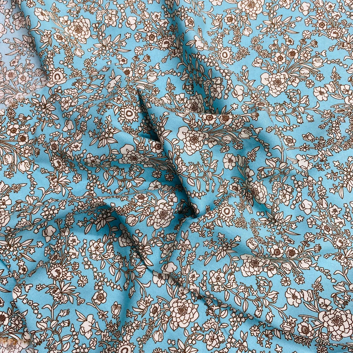 3 Metres, Premium Quality, Printed Dressmaking Viscose - 55" Wide (Sky Blue)