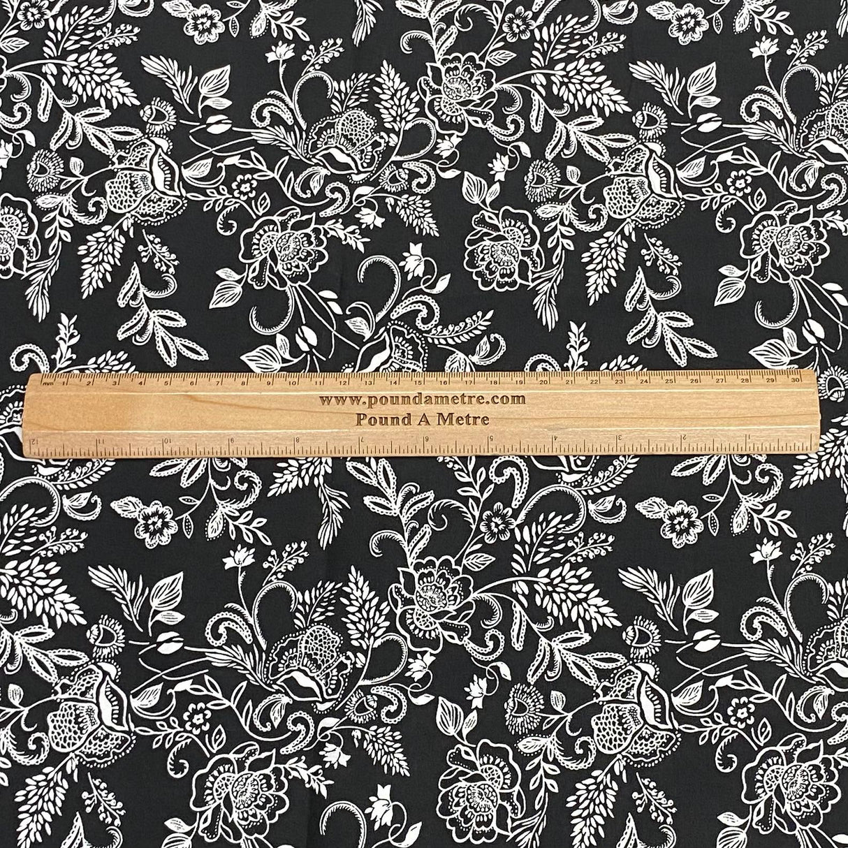 3 Metres, Premium Quality, Printed Dressmaking Viscose - 55" Wide (Black)