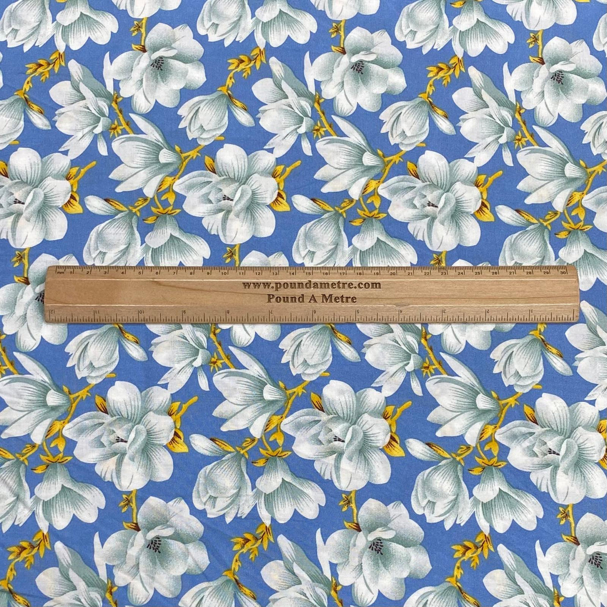 3 Metres, Premium Quality, Printed Dressmaking Viscose - 55" Wide (Sky)