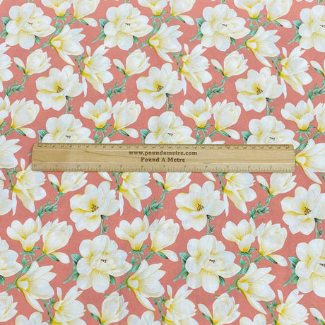 3 Metres, Premium Quality, Printed Dressmaking Viscose - 55" Wide (Pink)
