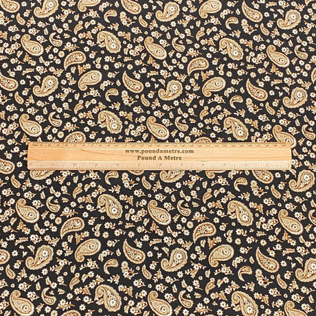 3 Metres, Premium Quality, Printed Dressmaking Viscose - 55" Wide (Brown Paisley)