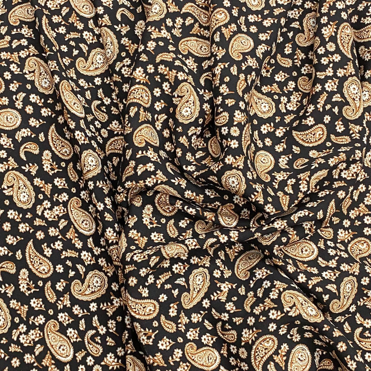 3 Metres, Premium Quality, Printed Dressmaking Viscose - 55" Wide (Brown Paisley)