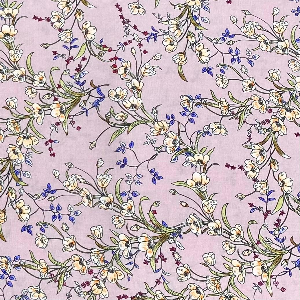 3 Metres, Premium Quality, Printed Dressmaking Viscose - 55" Wide (Mauve)