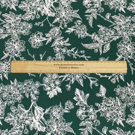 3 Metres, Premium Quality, Printed Dressmaking Viscose - 55" Wide (Bottle Green)