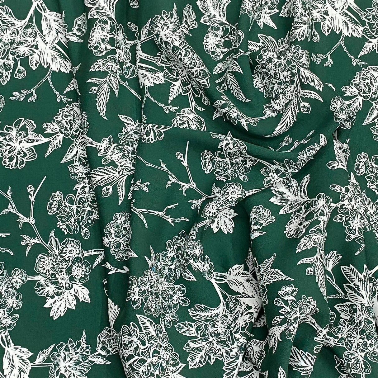 3 Metres, Premium Quality, Printed Dressmaking Viscose - 55" Wide (Bottle Green)
