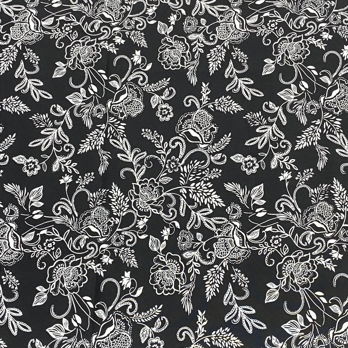 3 Metres, Premium Quality, Printed Dressmaking Viscose - 55" Wide (Black)