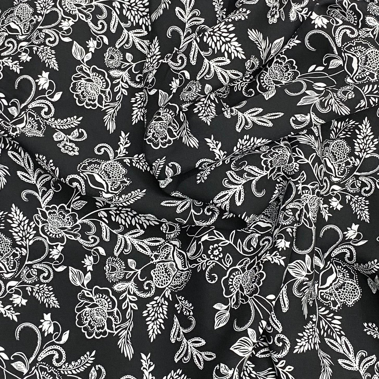 3 Metres, Premium Quality, Printed Dressmaking Viscose - 55" Wide (Black)