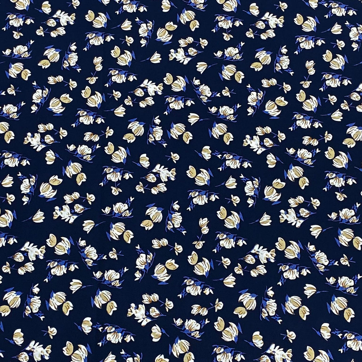 3 Metres, Premium Quality, Printed Dressmaking Viscose - 55" Wide (Navy)