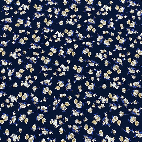 3 Metres, Premium Quality, Printed Dressmaking Viscose - 55" Wide (Navy)