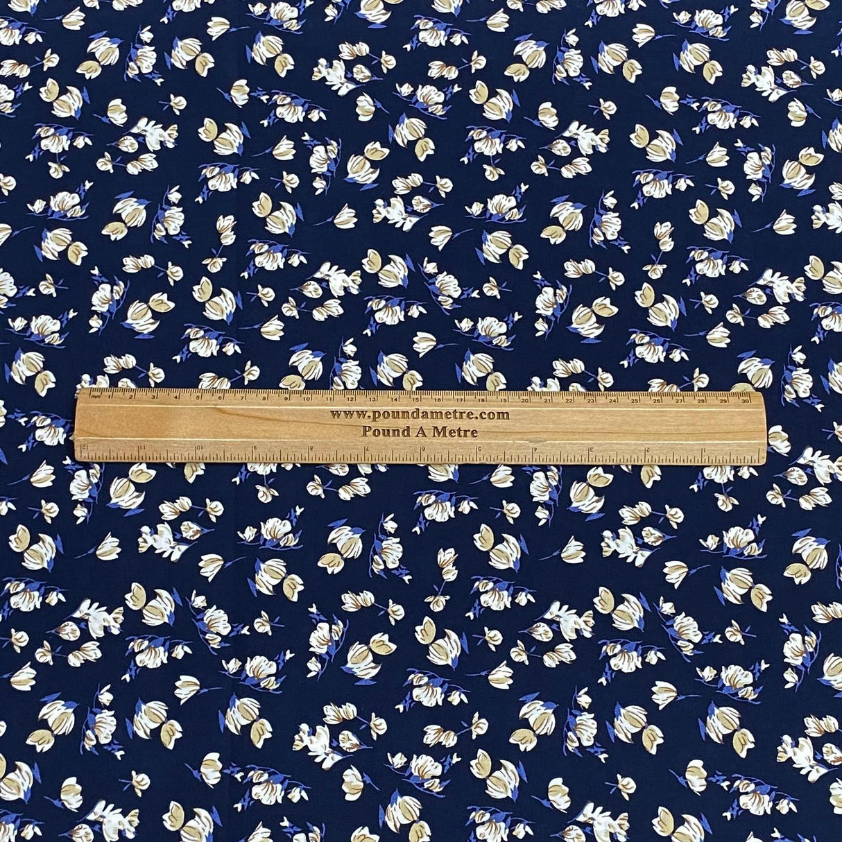 3 Metres, Premium Quality, Printed Dressmaking Viscose - 55" Wide (Navy)