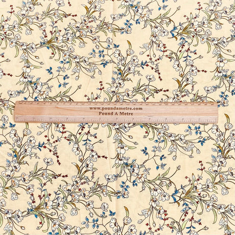3 Metres, Premium Quality, Printed Dressmaking Viscose - 55" Wide (Cream)