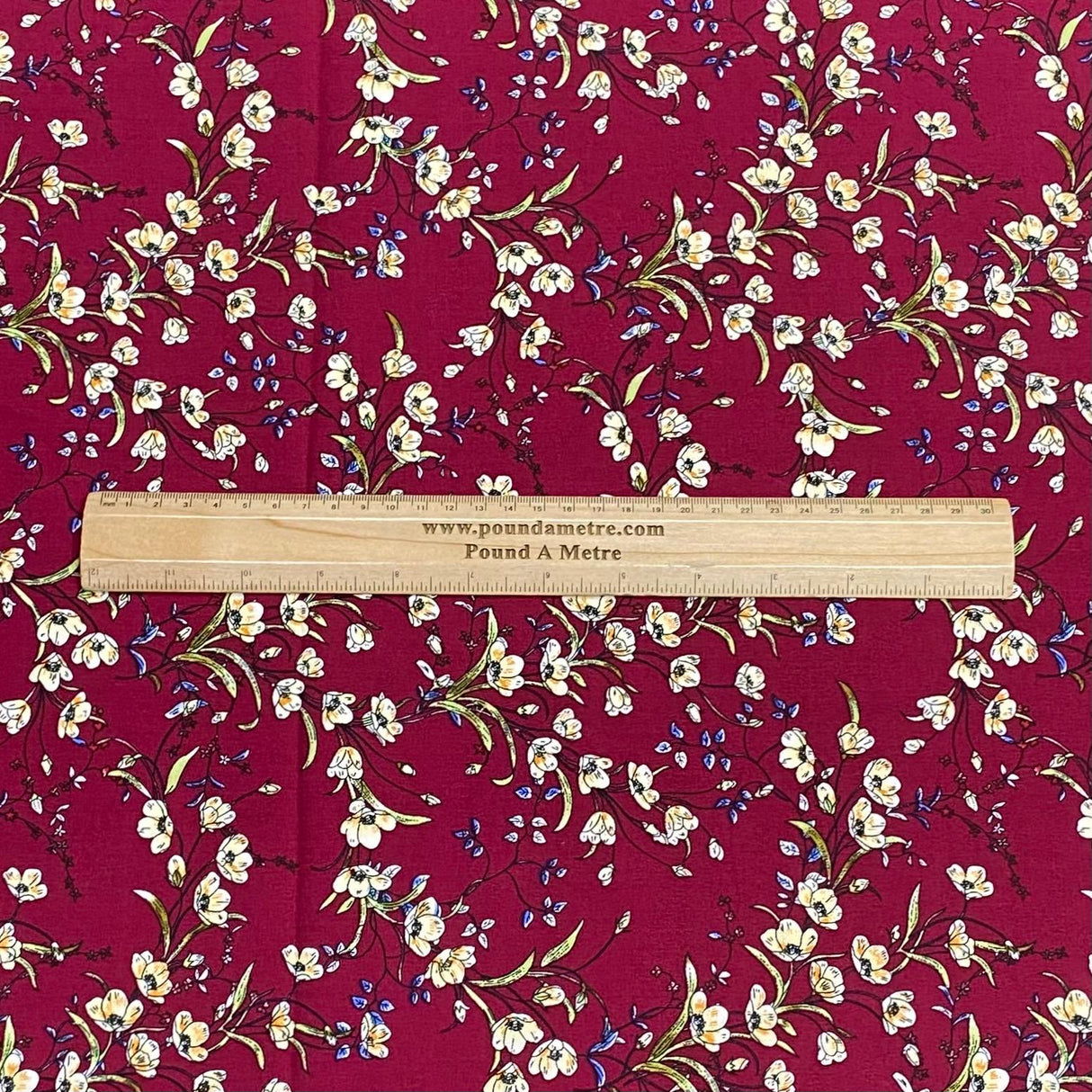3 Metres, Premium Quality, Printed Dressmaking Viscose - 55" Wide (Wine)