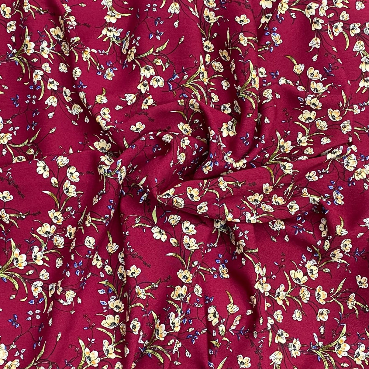 3 Metres, Premium Quality, Printed Dressmaking Viscose - 55" Wide (Wine)