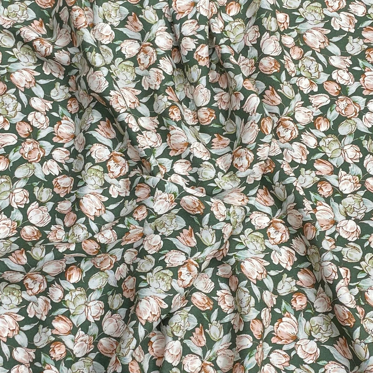3 Metres, Premium Quality, Printed Dressmaking Viscose - 55" Wide (Green)