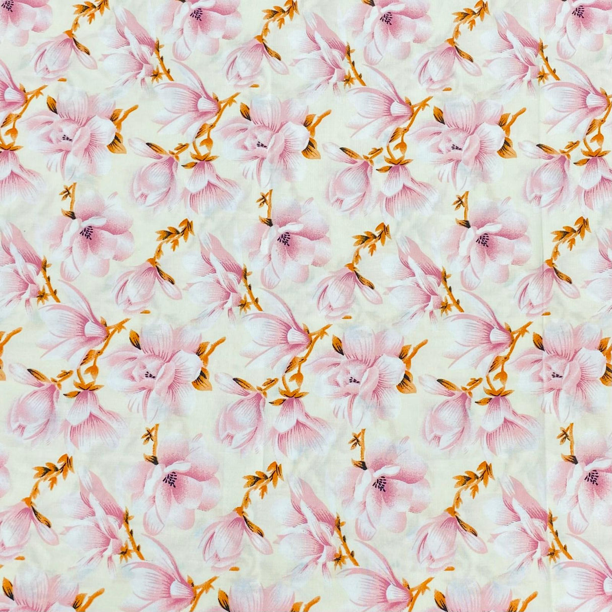 3 Metres, Premium Quality, Printed Dressmaking Viscose - 55" Wide (Baby Pink)