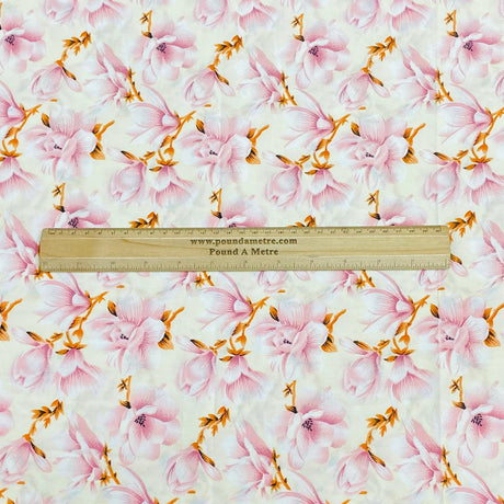 3 Metres, Premium Quality, Printed Dressmaking Viscose - 55" Wide (Baby Pink)