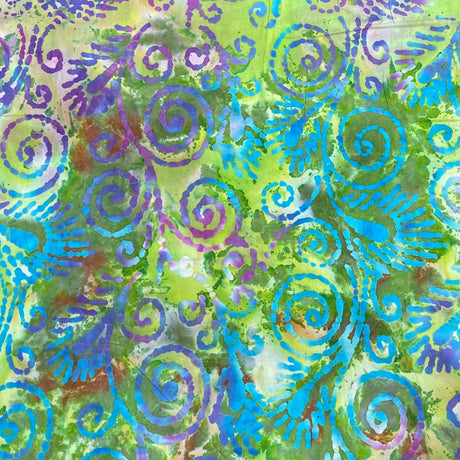 Premium Quality 100% Cotton Batik - 45" Wide (Green & Blue)
