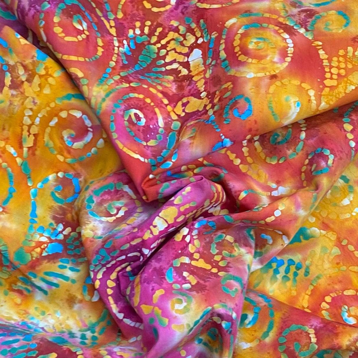 Premium Quality 100% Cotton Batik - 45" Wide (Pink & Yellow)