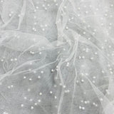Per Metre Luxurious Beads On Mesh - 55" wide (White)