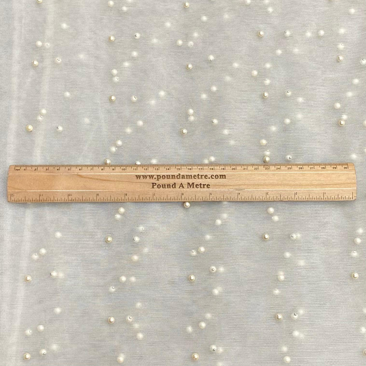 Per Metre Luxurious Beads On Mesh - 55" wide (Ivory)
