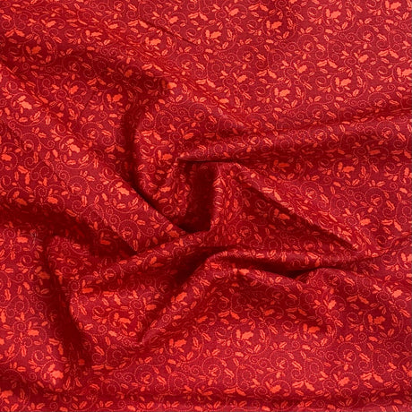 Per Metre 100% Digital Cotton Print - (Red Floral)