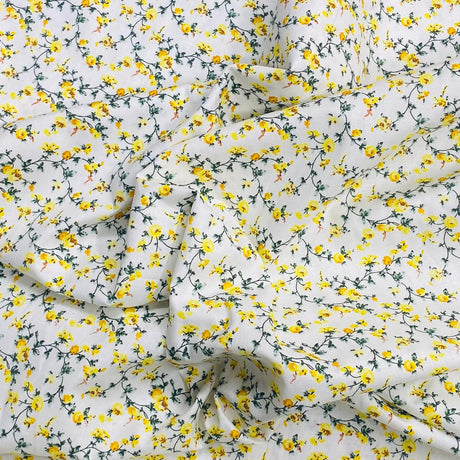 Per Metre 100% Digital Cotton Print - (Yellow Daisy)