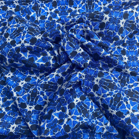 Per Metre 100% Digital Cotton Print - (Blue Pattern)