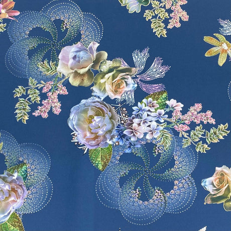 3 Metres, Soft Touch Gold Foil Crepe - 55" Wide (Navy)