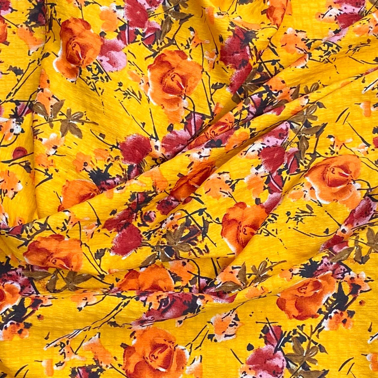 3 Metres Luxury Soft Printed Crepe - 55" Wide (Orange)