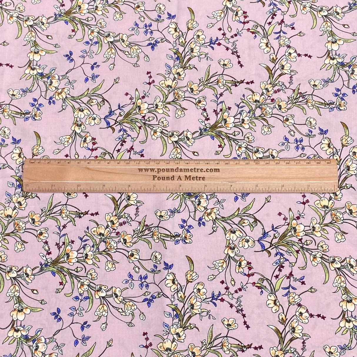 3 Metres, Premium Quality, Printed Dressmaking Viscose - 55" Wide (Mauve Floral)