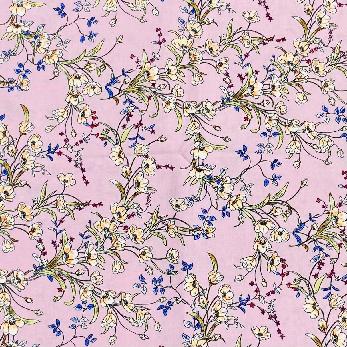 3 Metres, Premium Quality, Printed Dressmaking Viscose - 55" Wide (Mauve Floral)
