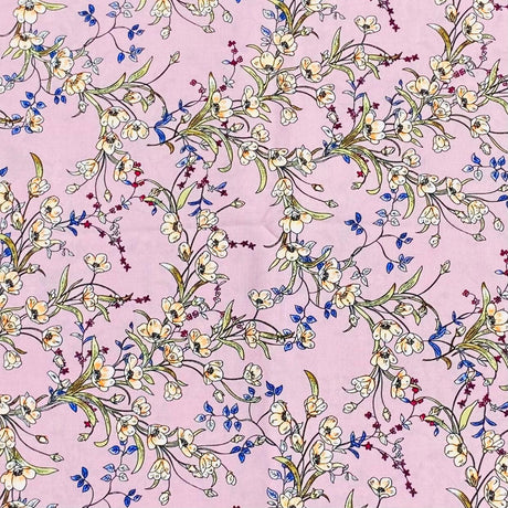 3 Metres, Premium Quality, Printed Dressmaking Viscose - 55" Wide (Mauve Floral)