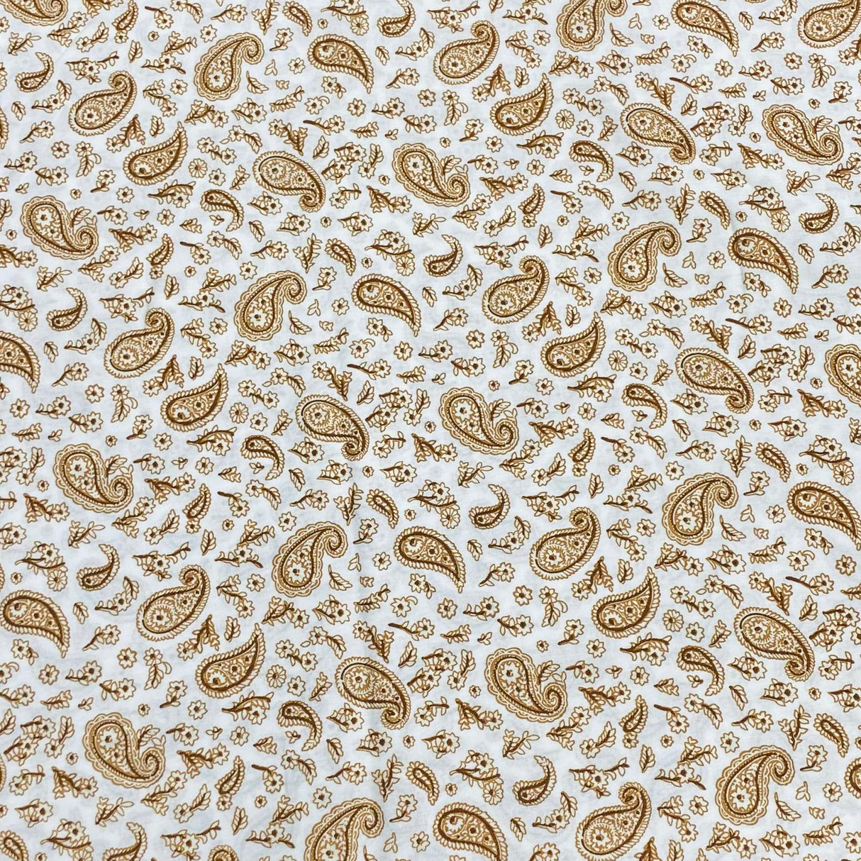3 Metres, Premium Quality, Printed Dressmaking Viscose - 55" Wide (Ivory Paisley)