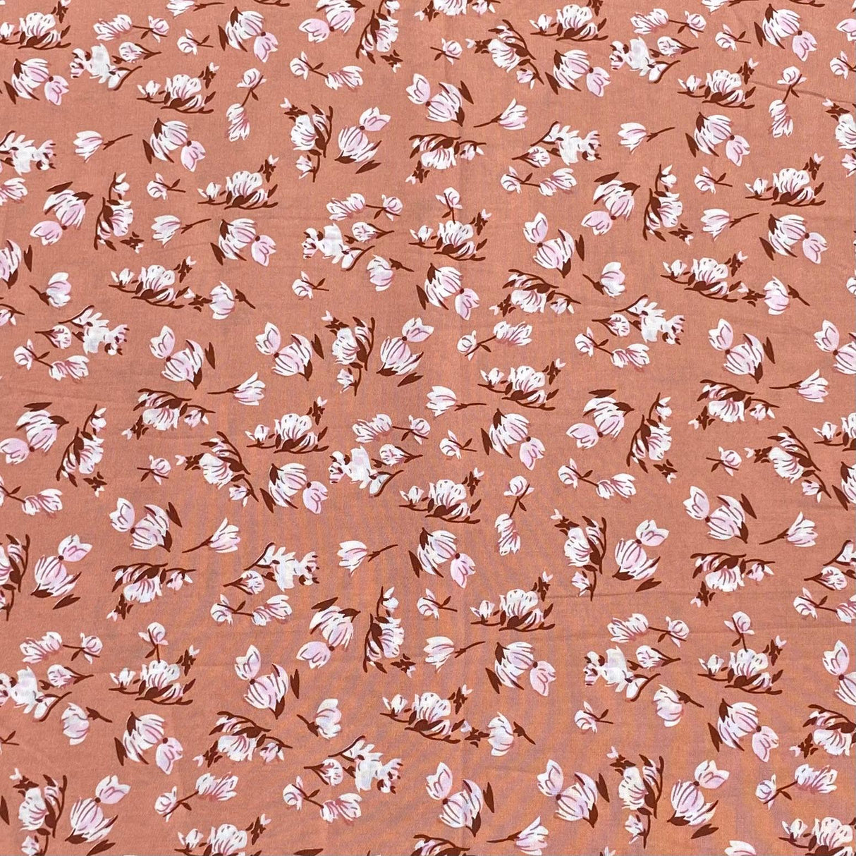 3 Metres, Premium Quality, Printed Dressmaking Viscose - 55" Wide (Peach Floral)