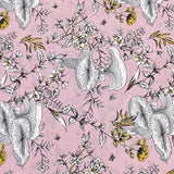 3 Metres, Premium Quality, Printed Dressmaking Viscose - 55" Wide (Baby Pink Floral)